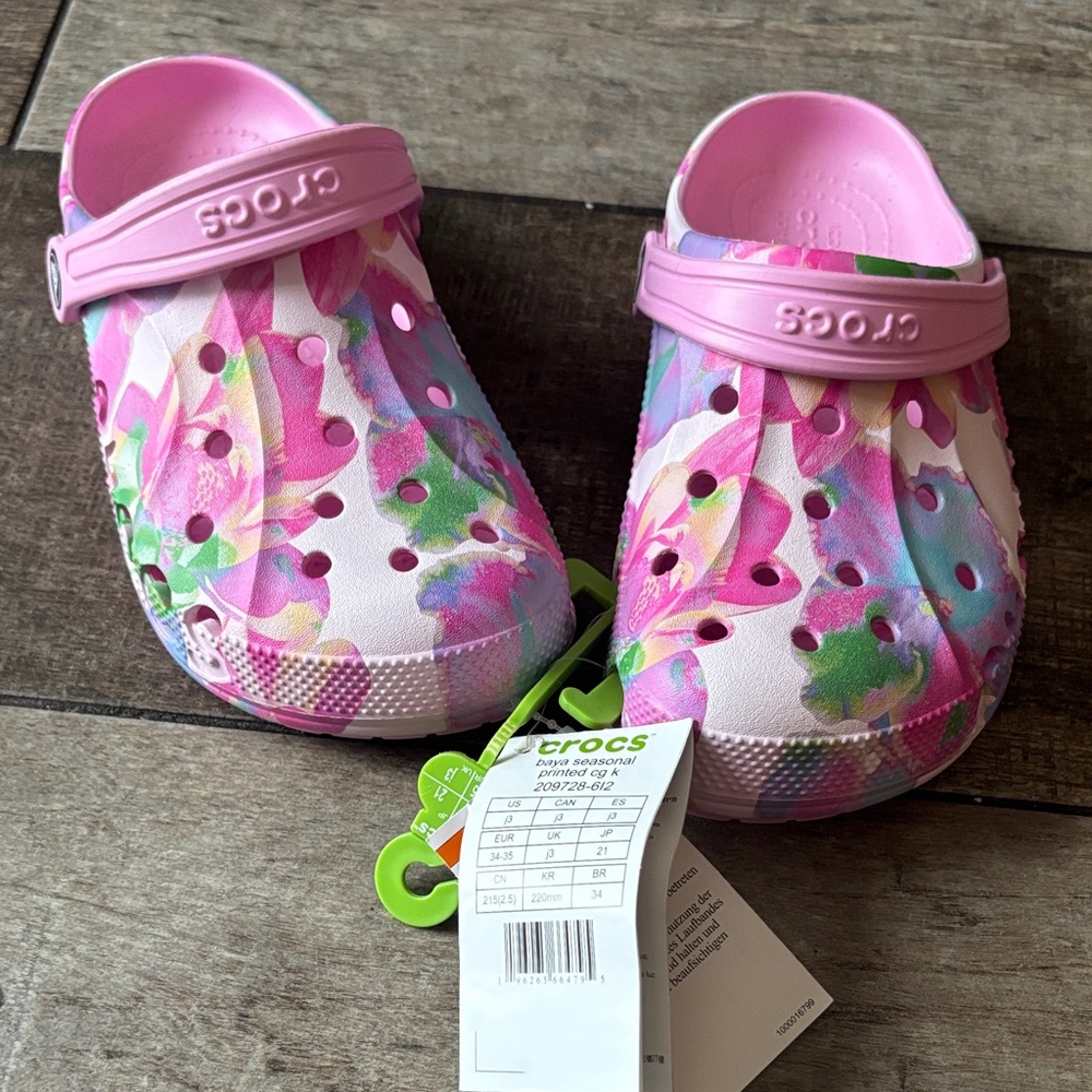 CROCS Pink Floral Kids' Clog Sandals